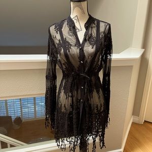 Beautiful Embroidered Black Lace Tunic